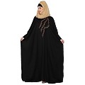 Embroidery Kaftan with pleated sleeves- Black